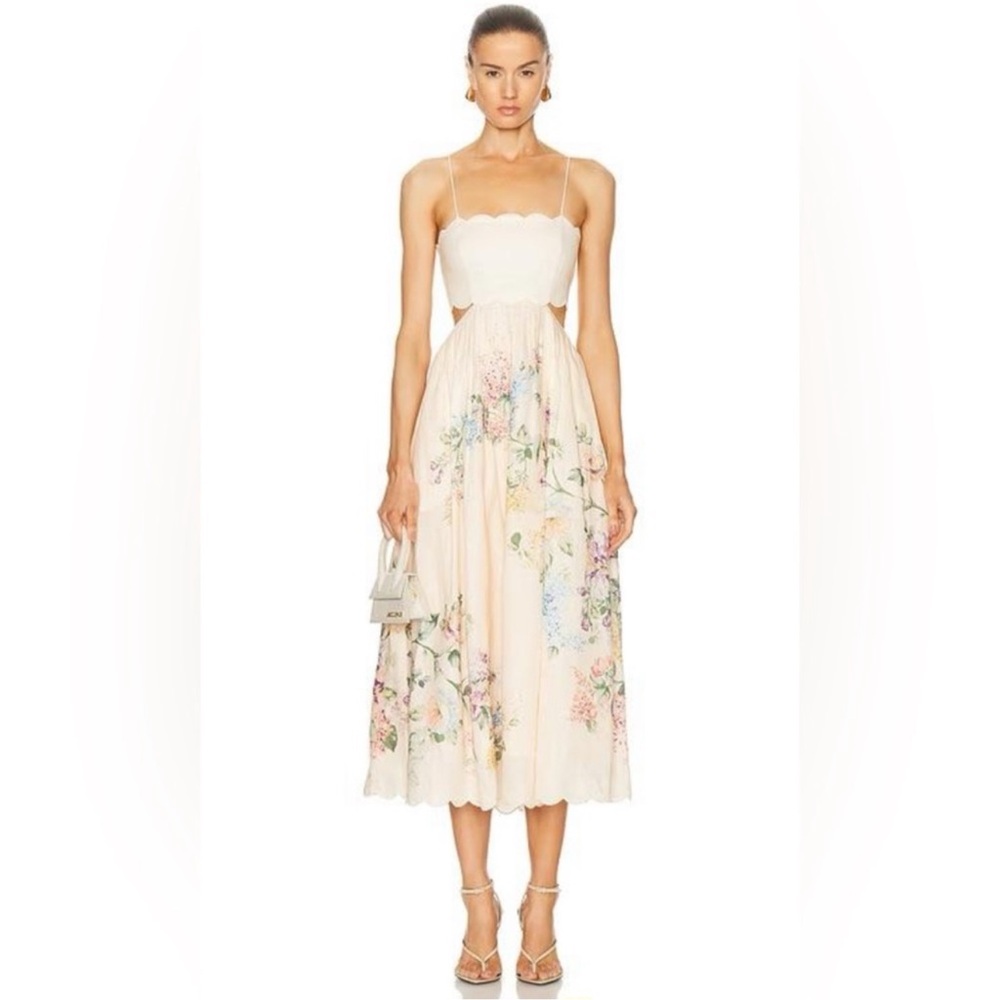 Christian Lacroix Cream Floral Midi Dress - Picture 2 of 12